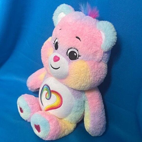 CARE BEARS TOGETHERNESS TIE - DYE RAINBOW PLUSH BEAR / BASIC FUN STUFFED ANIMAL - Picture 8 of 16